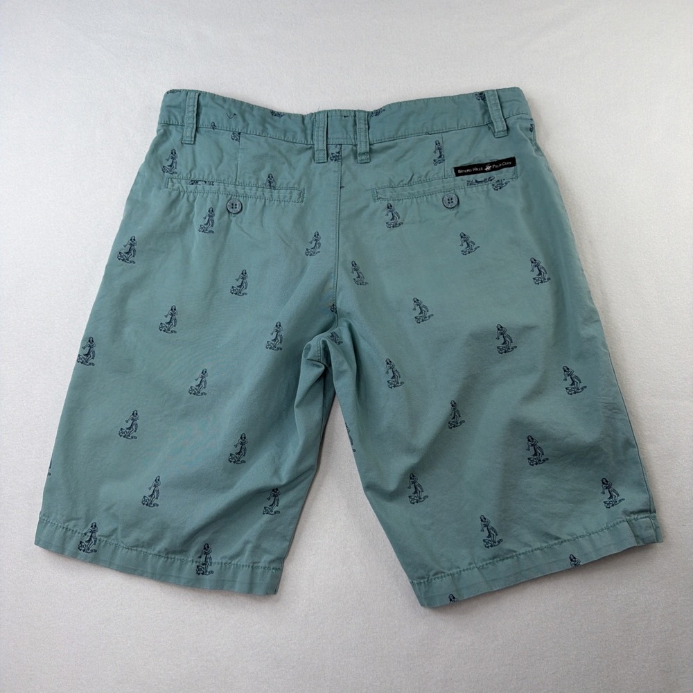 Beverly Hills Polo Club Mens Shorts 32 Blue Golf Print Chino Flat Front 9 In - Picture 2 of 10